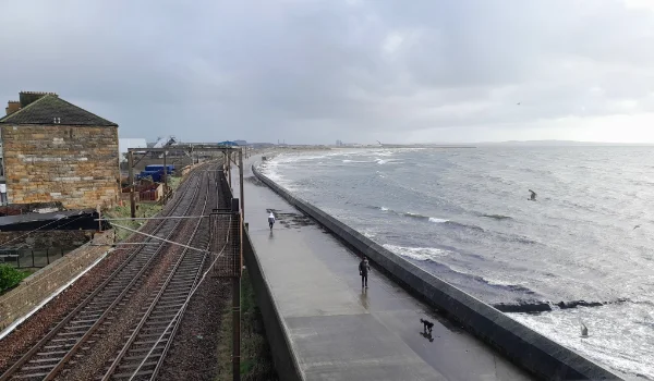 A view of the sea at Saltcoats on a rough day.