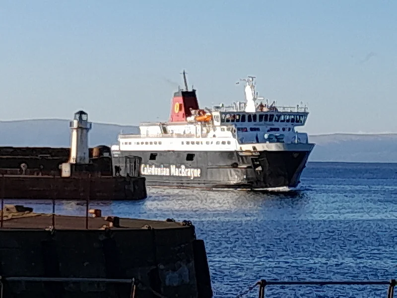 The ferry from Arran arrives as Ardrossan