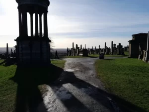 View of the Necropolis, Glasgow with dramatci shadows